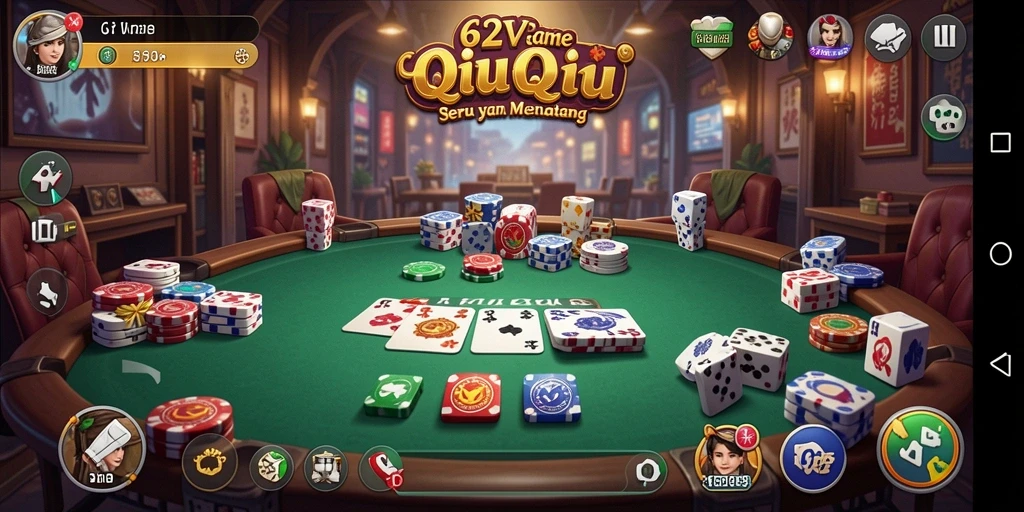 Tampilan gameplay QiuQiu yang exciting di 62VIP.