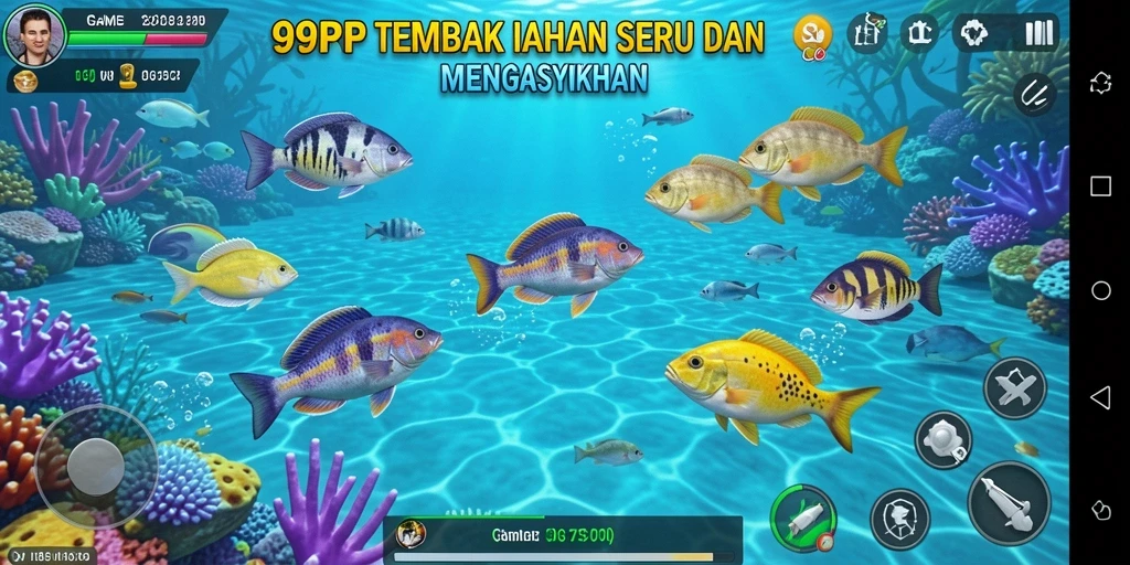 Gameplay seru menembak ikan di lautan yang indah.