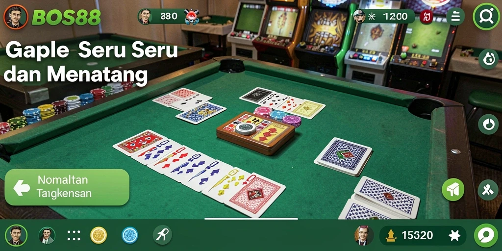 Tampilan seru gameplay Gaple di BOS88 yang menantang.