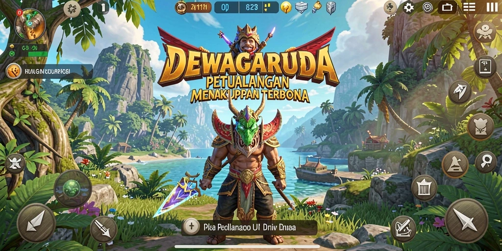 Tampilan gameplay DEWAGARUDA yang memukau di dunia terbuka.