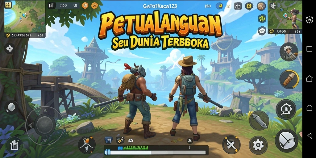 Screenshot GATOTKACA123 menampilkan dunia terbuka dan karakter dalam aksi