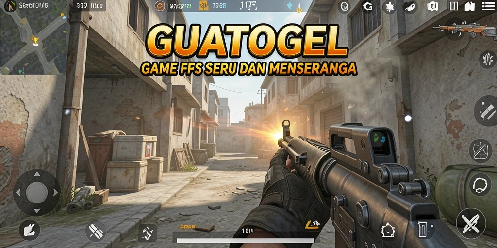 Tampilkan aksi seru dalam GUATOGEL gameplay FPS.