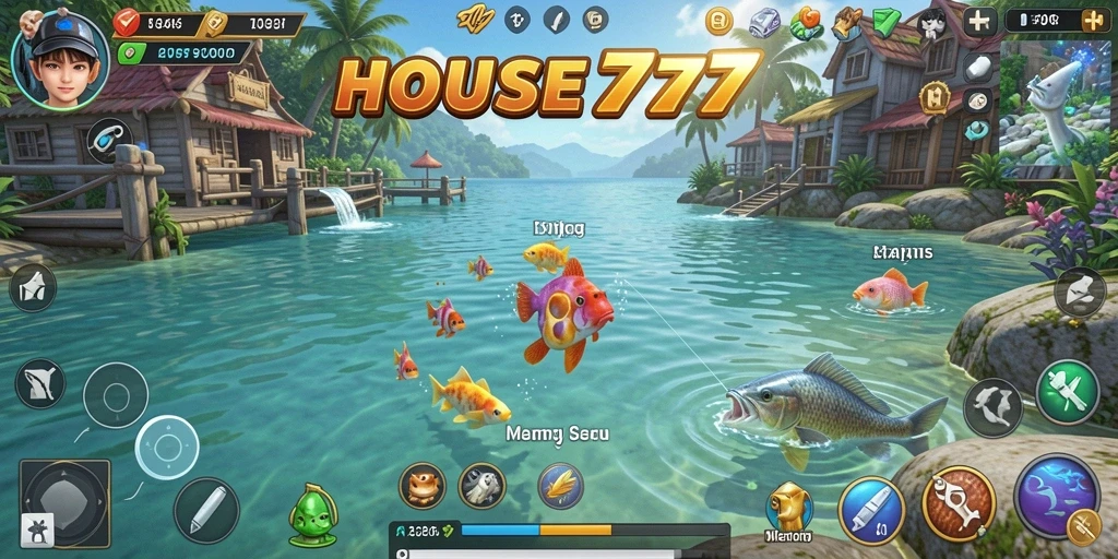 Tampilan gameplay seru di HOUSE777 dengan momen memancing yang mendebarkan.