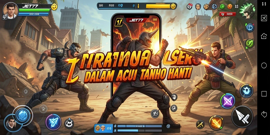 Screenshot JET77 yang menampilkan pertarungan seru di arena aksi.