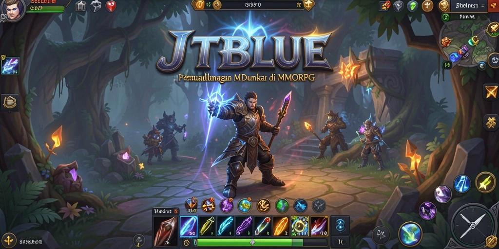 Screenshot gameplay JTBLUE menampilkan pertarungan yang mendebarkan dalam dunia MMORPG.