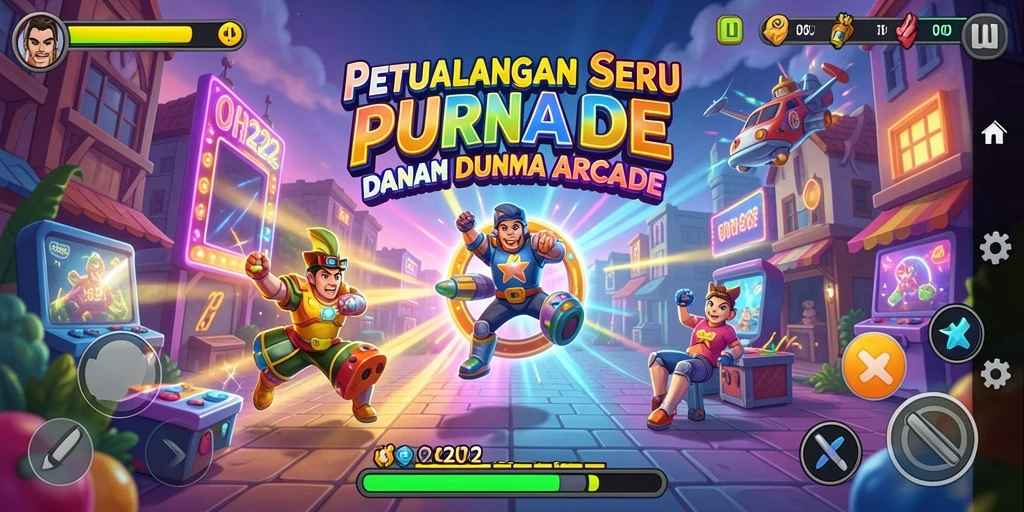 Screenshot utama OH222 menampilkan gameplay penuh aksi dari game Arcade.