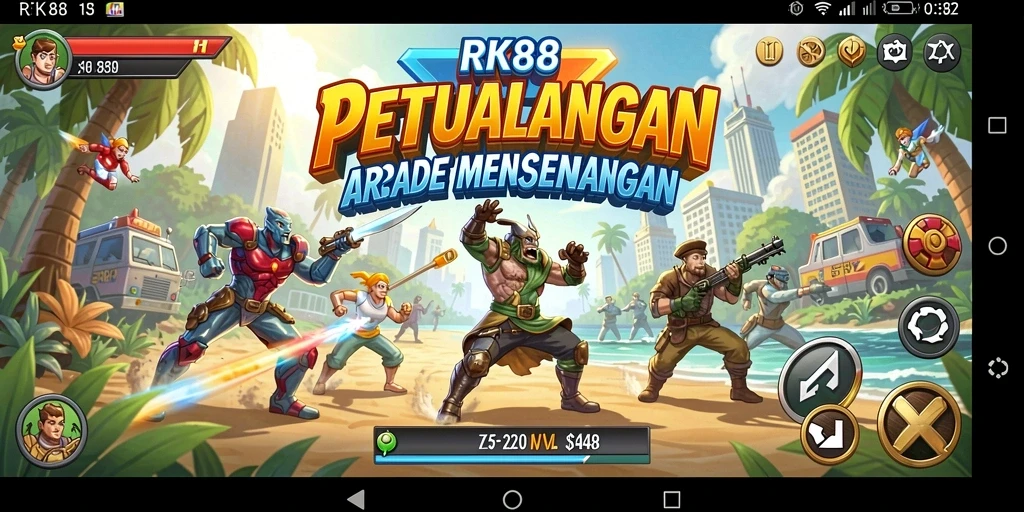 Tampilan gameplay RK88 yang dinamis dan penuh warna.