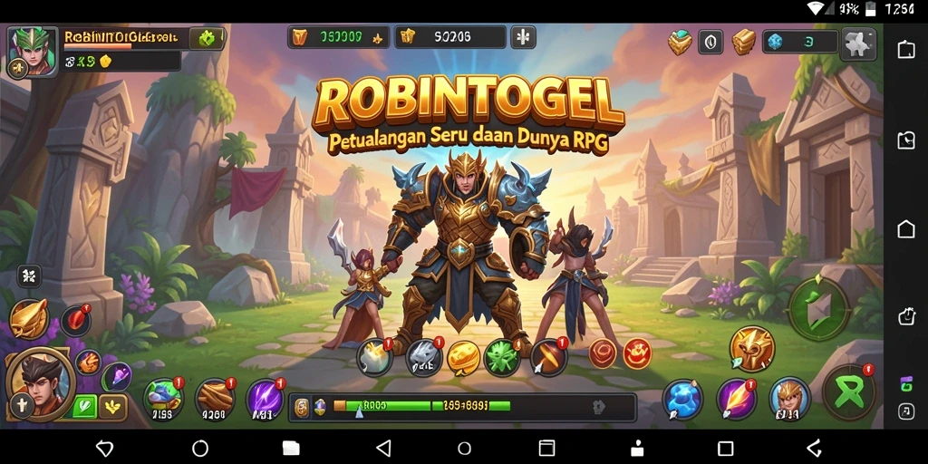 Gameplay menantang dalam ROBINTOGEL dengan berbagai karakter dan quest.