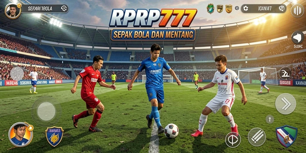 Screenshot RPRP777 menampilkan aksi seru di lapangan sepak bola.