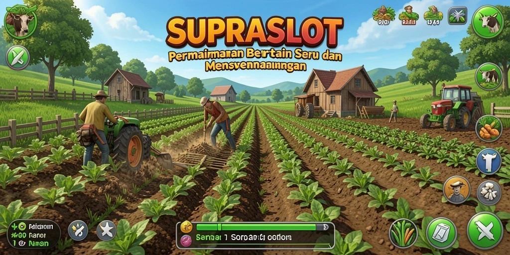 Tampilan gameplay menarik saat bertani di sawah.