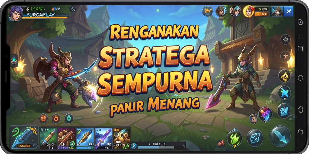 Tangkapan layar SURGAPLAY menampilkan pertempuran strategis yang intens.