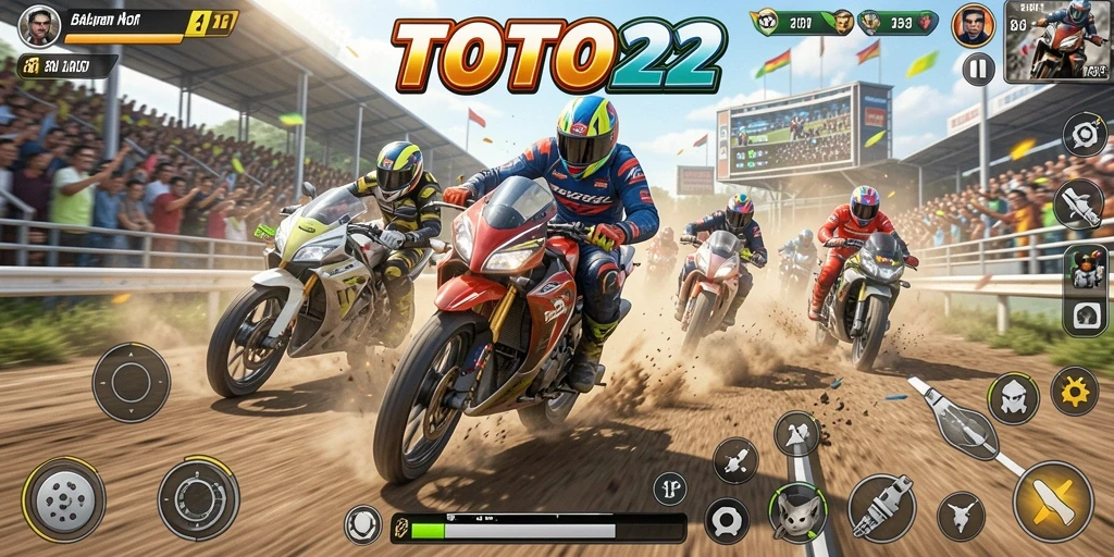 Gameplay menegangkan di lintasan balapan motor.