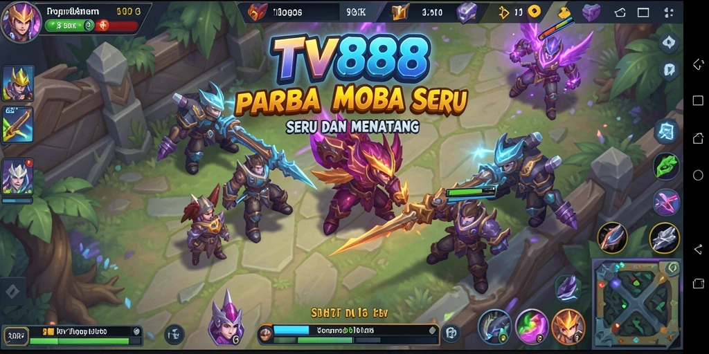 Tampilan gameplay epik dalam pertarungan MOBA yang mendebarkan.