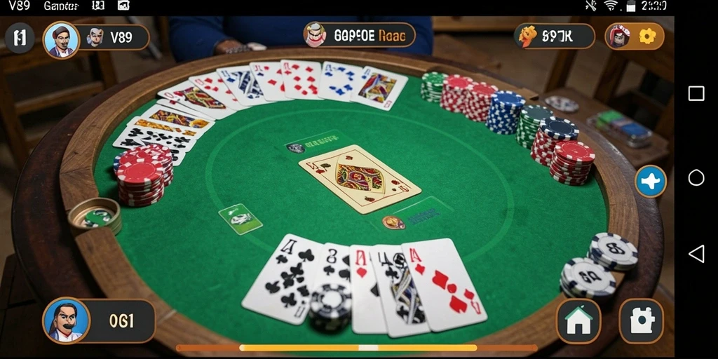 Tampilan gameplay seru dari V89 yang merepresentasikan permainan Gaple.
