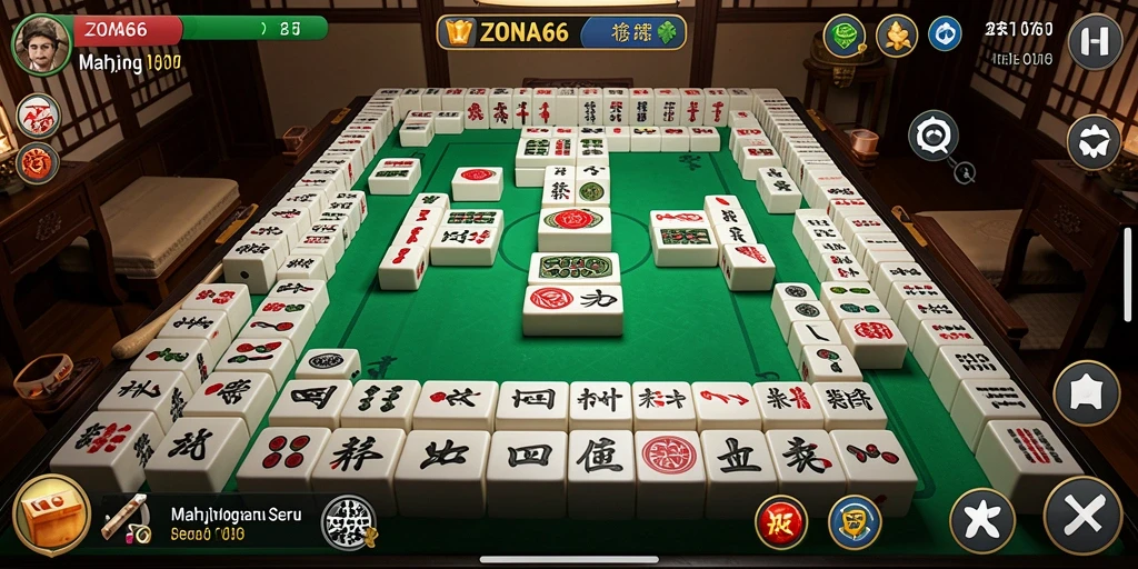 Tampilan gameplay menarik di ZONA66 dengan papan Mahjong yang penuh warna.